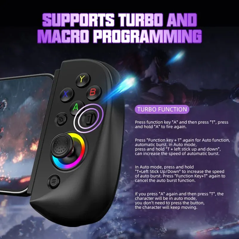 VILCORN-Controlador RGB Flexível Dual Hall, Jogos D8, Gamepad Streaming para Tablet, Android, PS4, Switch, PC Joystick