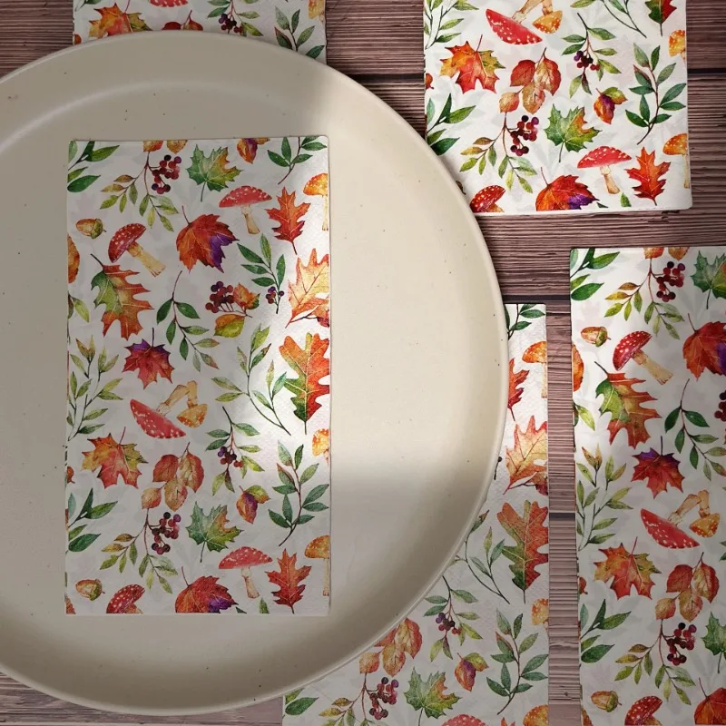33*40 große 3-lagige Rechteck Thanksgiving Herbst Blatt Pilz gedruckt Taschen tücher Party gedruckt Tissue Werbung billig