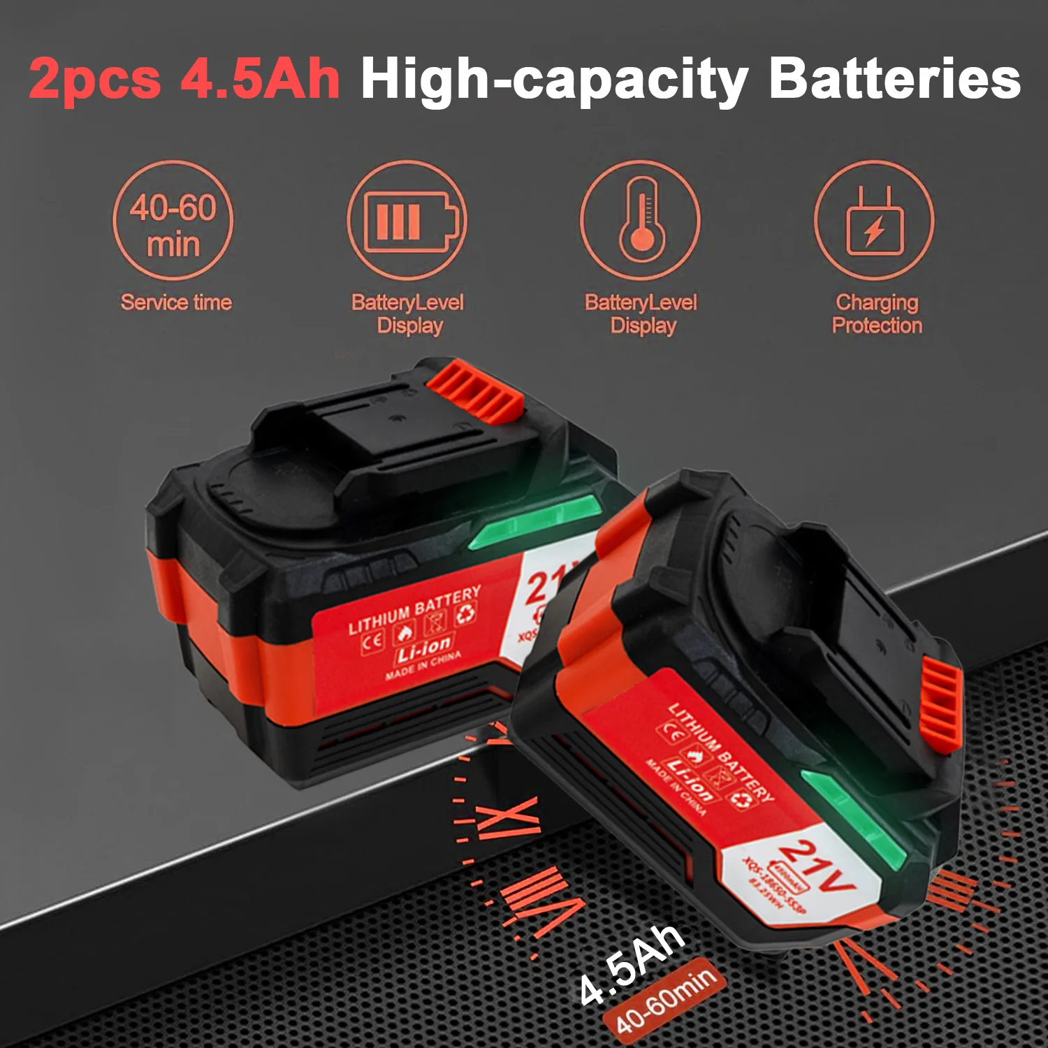 OUTIGO Soplador a batería con 2 baterías 4,5 Ah 21V y cargador, 4,5m/s, 3,6 m³/min