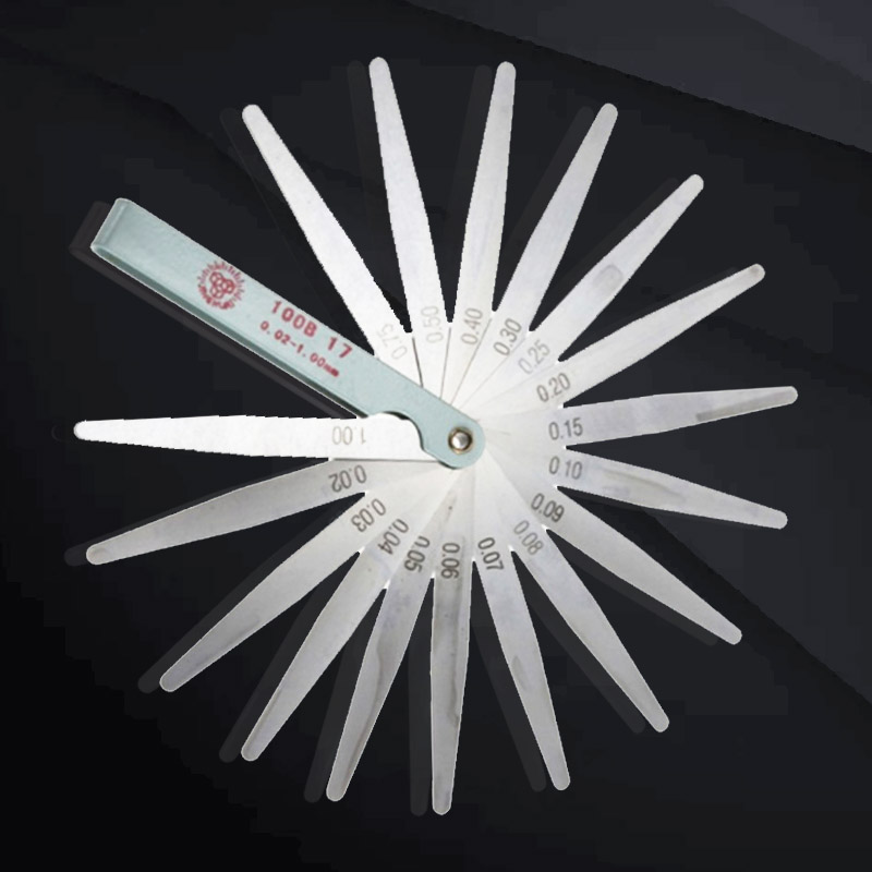 Medidor de folga de 17 lâminas, enchimento de lacunas métricas, ferramenta de medição de calibre de 0.02-1.00mm para ajuste de válvula de motor