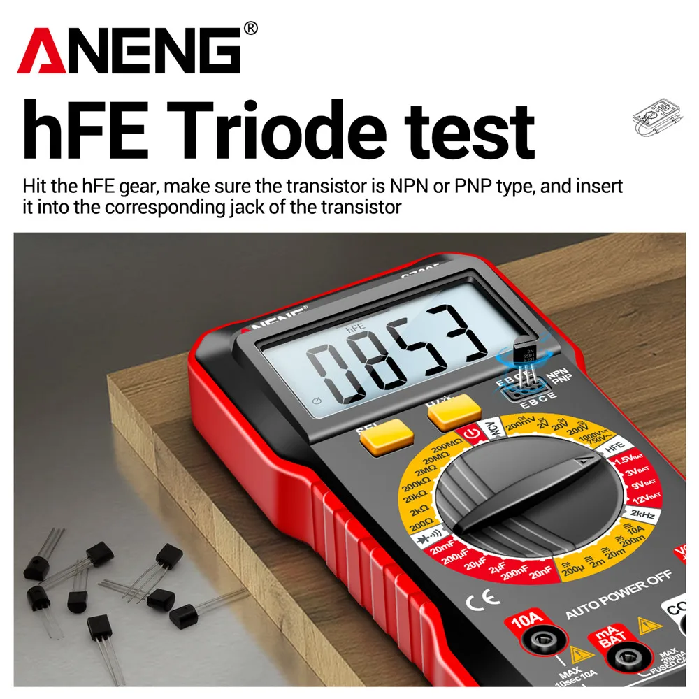 ANENG SZ305 มัลติมิเตอร์แบบดิจิตอล Professional AC/DC แรงดันไฟฟ้าแอมป์มิเตอร์ตัวเก็บประจุ hFE Triode NCV แรงดันไฟฟ้า Induction เครื่องทดสอบช่างไฟฟ้า