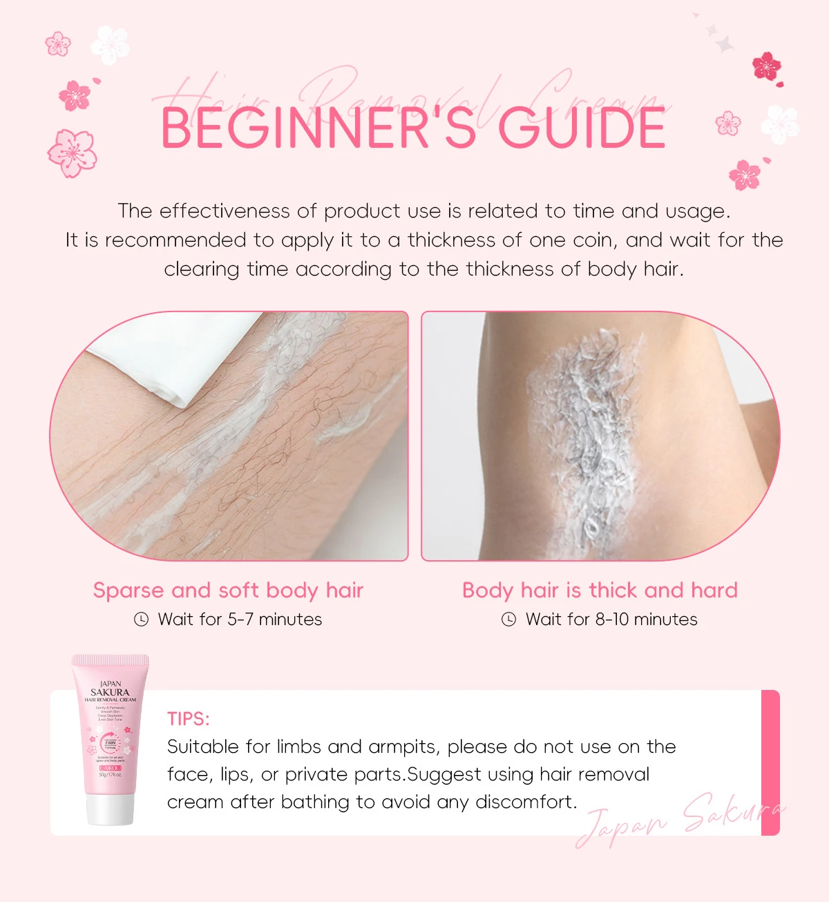 Крем для удаления волос Сакура, быстрый безболезненный ингибитор роста волос, рука, подмышки, ноги, интимные зоны, постоянная депиляция для мужчин и женщин