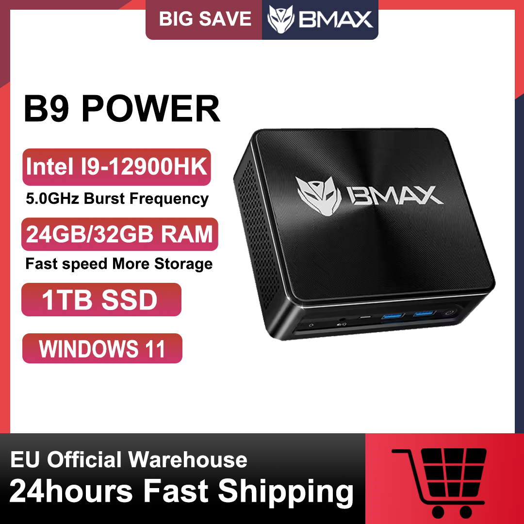 BMAX B9 Power Mini PC Intel Core i9-12900H Turbo Frequenza 5.0GHz 24GB DDR5 RAM 1TB NVMe SSD WiFi 6 Bluetooth 5.2
