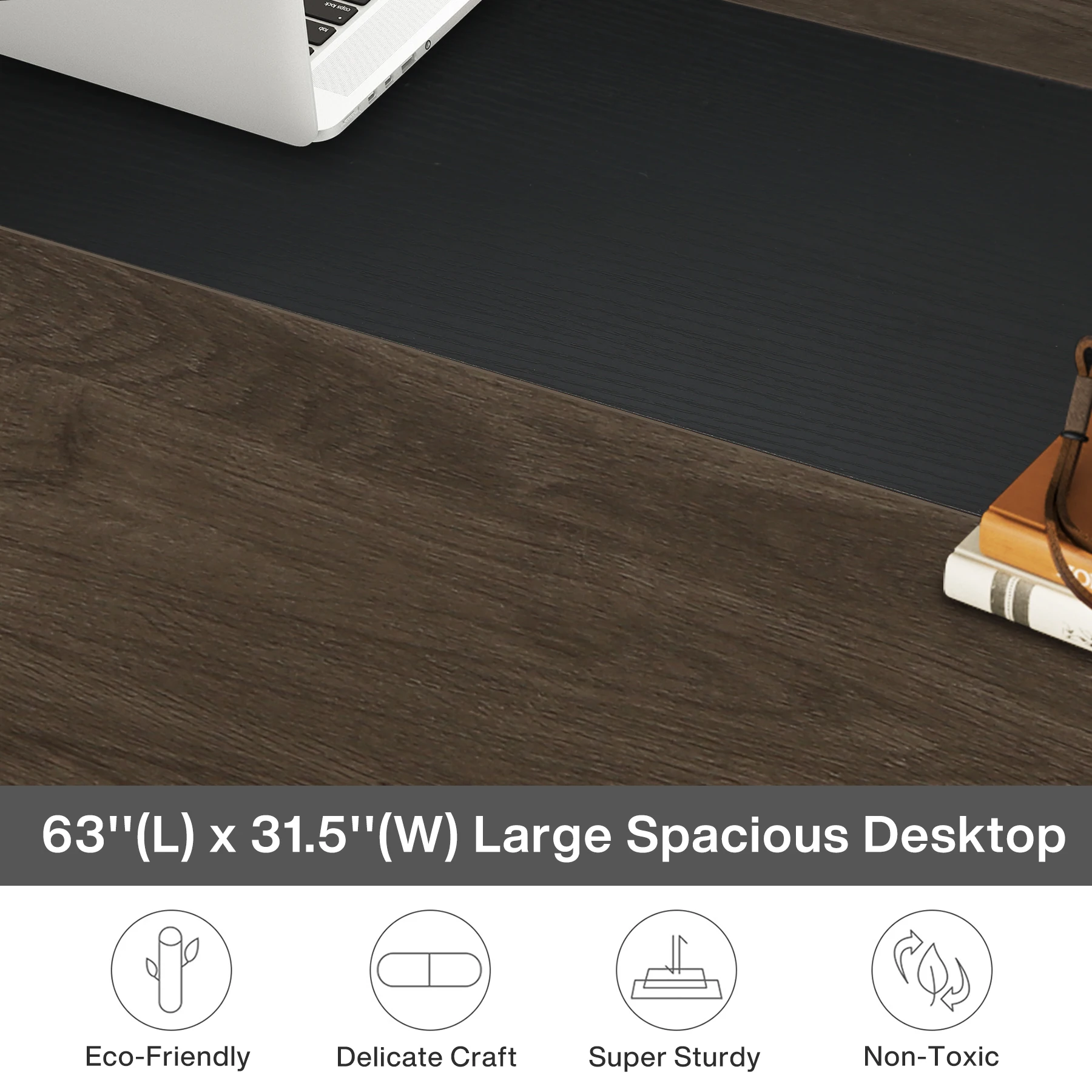 Tribesigns 63” Executive Desk, Large Office Computer Desk with Thicken Frame, Modern Simple Workstation Business Furniture