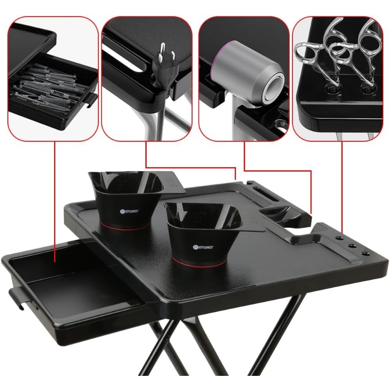 Salon Folding Tray, Salon Tray on Wheels, Salon Tray cart, Barber Shop,Hair Salon Accessories
