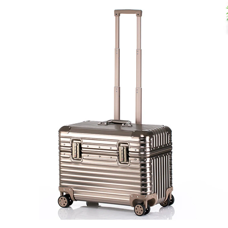 100% อลูมิเนียมกระเป๋าเดินทางขนาดเล็ก MiNi Boarding Case 20 นิ้วกระเป๋ากล้องรถเข็น 18/22 นิ้วเปิดด้านบนฝาปิดกระเป๋าเดินทาง