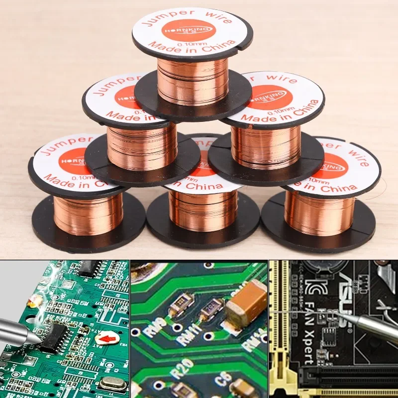 50x Insulation Copper Soldering Wire Jumper Wire 0.1mm for Mobile Phone Computer Motherboard Fingerprint PCB Repair Welding Tool