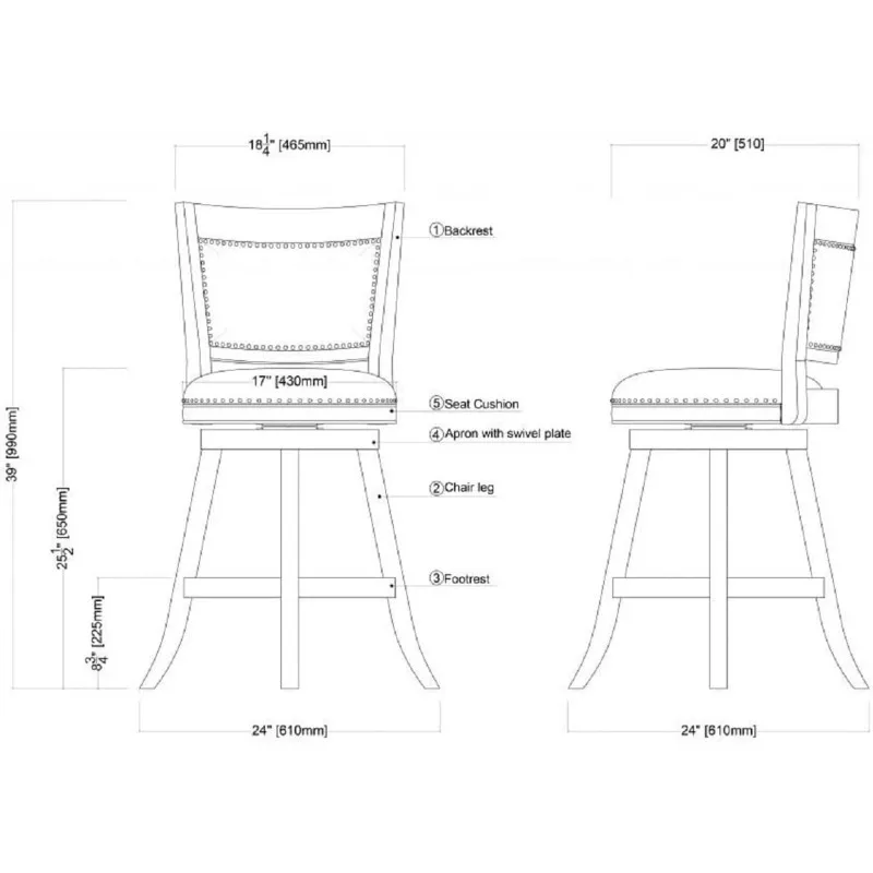 Melrose Counter Stool, 24-Inch, 1-Pack