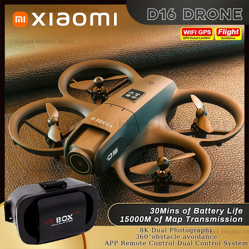 Xiaomi D16 Drone Bushless Motor 8K HD Antenne Profesional Dual-camera Helikopter Optische stroom GPS Positionering Vermijding Drone UAV
