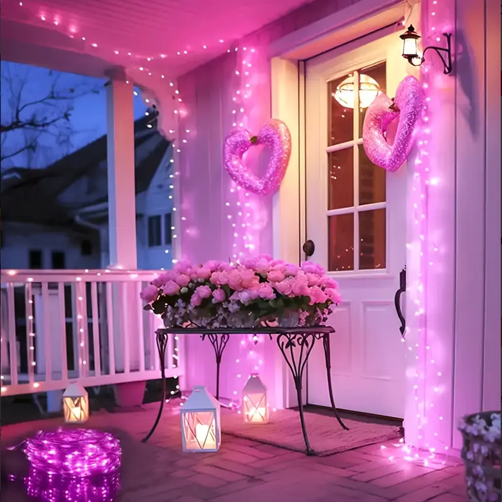 5m 50LED Fairy Light Battery Powered, Pink Copper Wire Starry Sky Light, Suitable for Bedroom, Christmas, Party Decoration