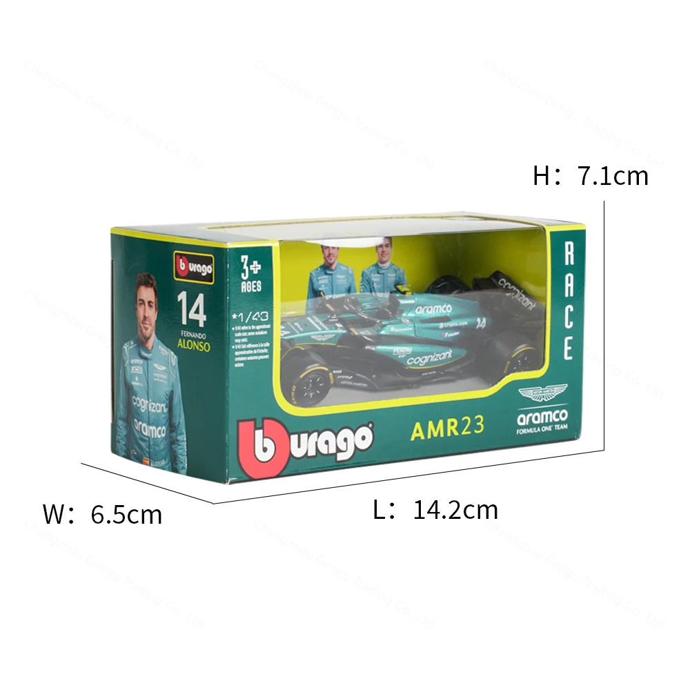 Bburago 1:43 2023 アストンマーティン AMR23 F1 フォーミュラカーダイキャスト車グッズモデルレーシングおもちゃ