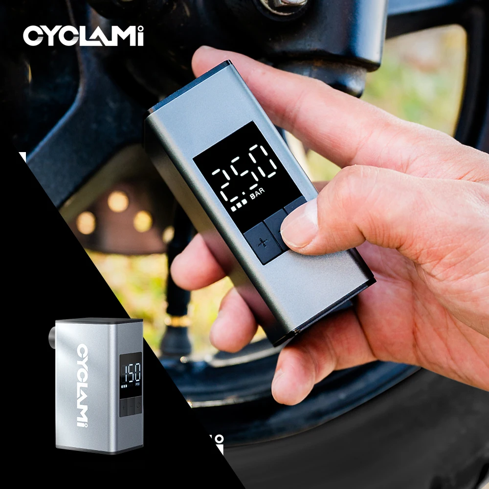 10,3 Bar Aluminiumlegierung Elektrische Luftpumpe Tragbare Automobil Motorrad Luft Wiederaufladbare Reifenfüller Schrader Ventil CYCLAMI