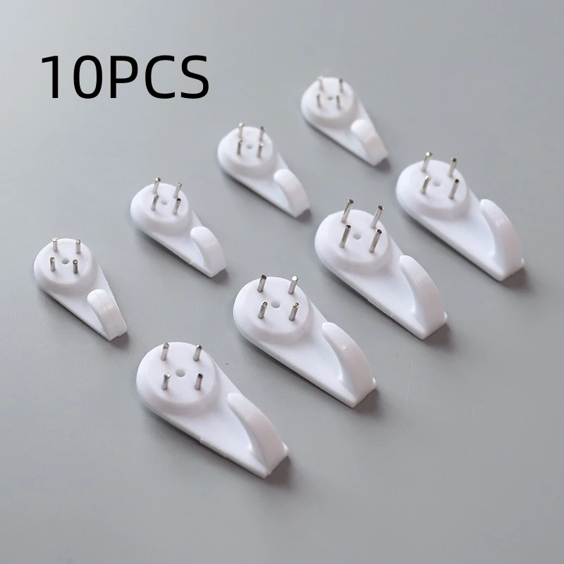 1/10 Máy Tính Trang Trí Tường Lắp Đặt Liền Mạch Móc Móng Nhà Bếp Phòng Khách Phòng Ngủ Nhà Hàng Ngày Treo Tường Vô Hình Móc trắng
