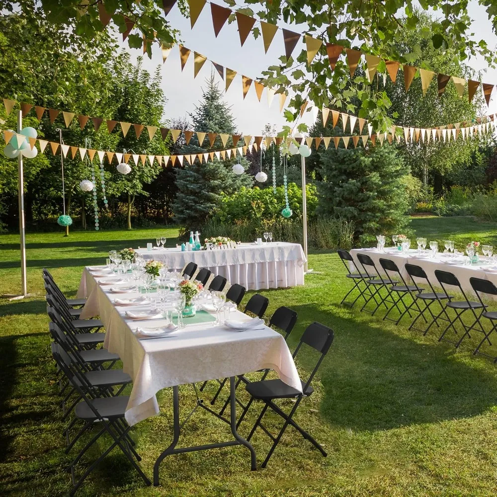 10 Pack Plastic Folding Chair, Indoor Outdoor Portable Stackable Commercial Seat with Steel Frame 350lb.