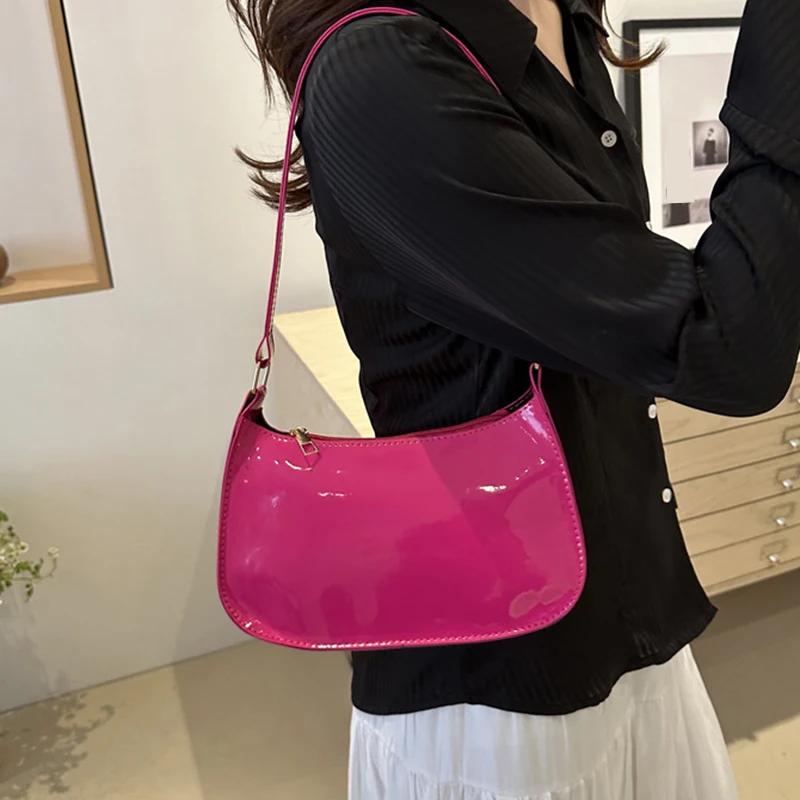Retro สีทึบ PU หนังไหล่กระเป๋าแฟชั่นผู้หญิงกระเป๋าถือ Hobos กระเป๋าและกระเป๋าถือสุภาพสตรีกระเป๋า