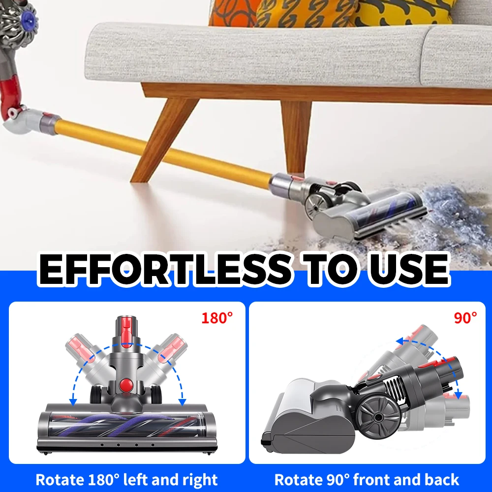 Cordless Vacuum Cleaner Roller Brush Head for Dyson V7 V8 V10 V11 V15 Quick-Release Motorhead with LED Headlight,Roller brush
