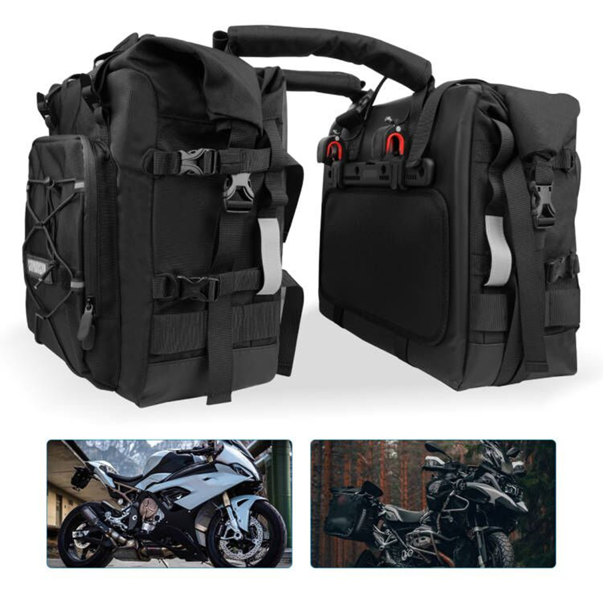 Motorcycle Accessories Frame Crash Bars Bag SaddleBag 20L Universal Side Rear Seat Bag Pack Travel Motorbike Luggage Storage
