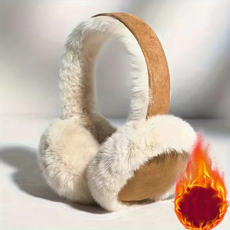 Orejeras de invierno de felpa para mujer, calentadores de orejas suaves plegables para actividades al aire libre, clima frío, elegante accesorio de moda adecuado
