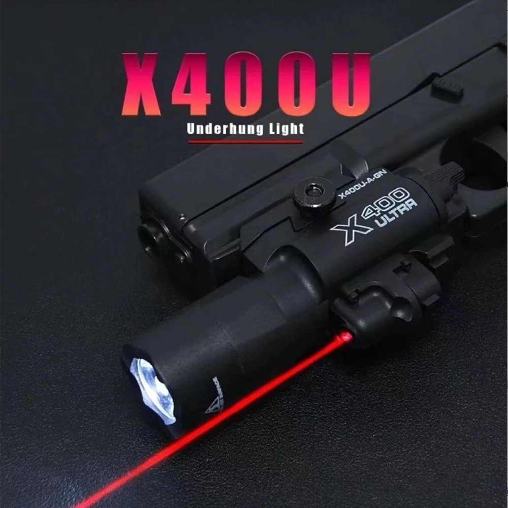 Linterna táctica dos en uno X400U y puntero láser |   Se adapta a riel de 20 mm |   Para pistolas de juguete Airsoft caza CS Wargames |   Alta intensidad
