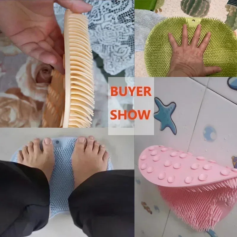 Raspador de masaje de ducha exfoliante, tapete de baño antideslizante para baño, cepillo de masaje de espalda, herramienta de baño de limpieza corporal para lavado de pies de silicona