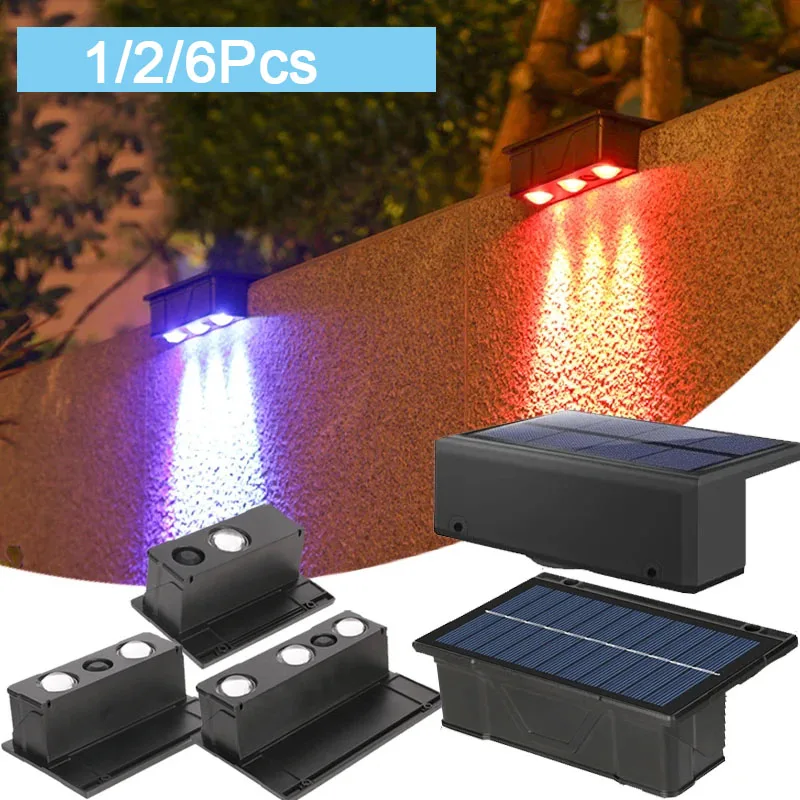 1/2/6 Stück Solar-Wandleuchte für den Außenbereich, wasserdichte Zaunlampe, ultrastarke Strahlerbeleuchtung für Gartenzaun oder Außenwand