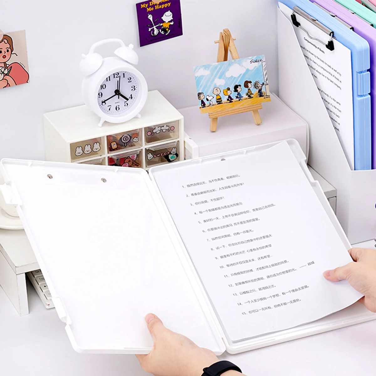 Large-Capacity A4 Clipboards File Folder Box Sturdy Plate Clip Design Multi-functional for Efficient Paper Storage for Students