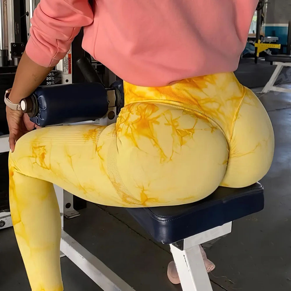 Naadloze Tie Dye Scrunch Yoga Leggings Voor Vrouwen Hoge Taille Push Up Gym Panty Buikcontrole Sport Fitness Broek Dames
