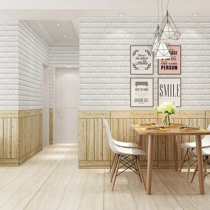 Adesivo de parede 3d à prova d'água, espuma macia, padrão de tijolo, faça você mesmo, parede, casa, quarto infantil, decoração quente, papel de parede