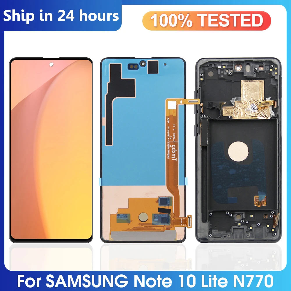 6.7 "amoled para samsung note 10 lite display lcd tela de toque montagem substituição para samsung note10 lite n770 n770f com quadro