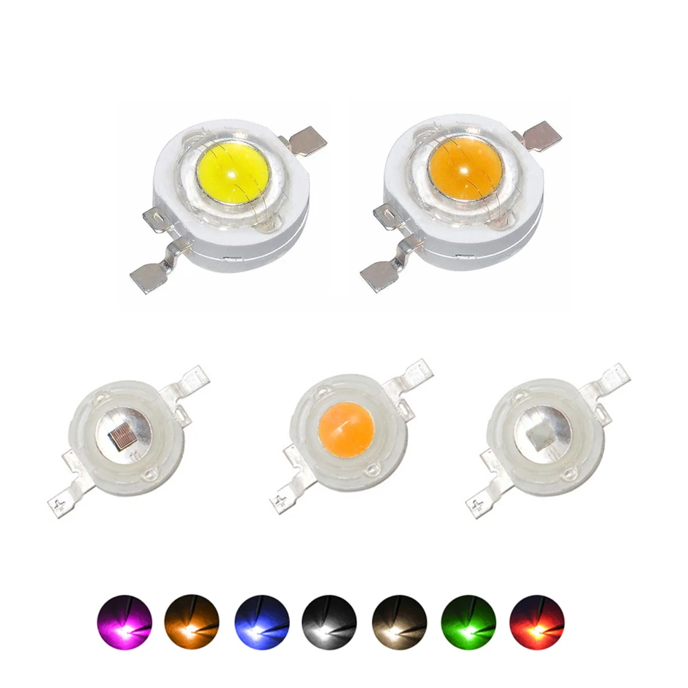 10 Chiếc-50 Con Chip LED Epistar 1W 3W Cao Cấp Điốt LED Đỏ Xanh Lá Xanh Dương Vàng trắng Lạnh Suốt 445nm 660nm Cho Đèn DIY