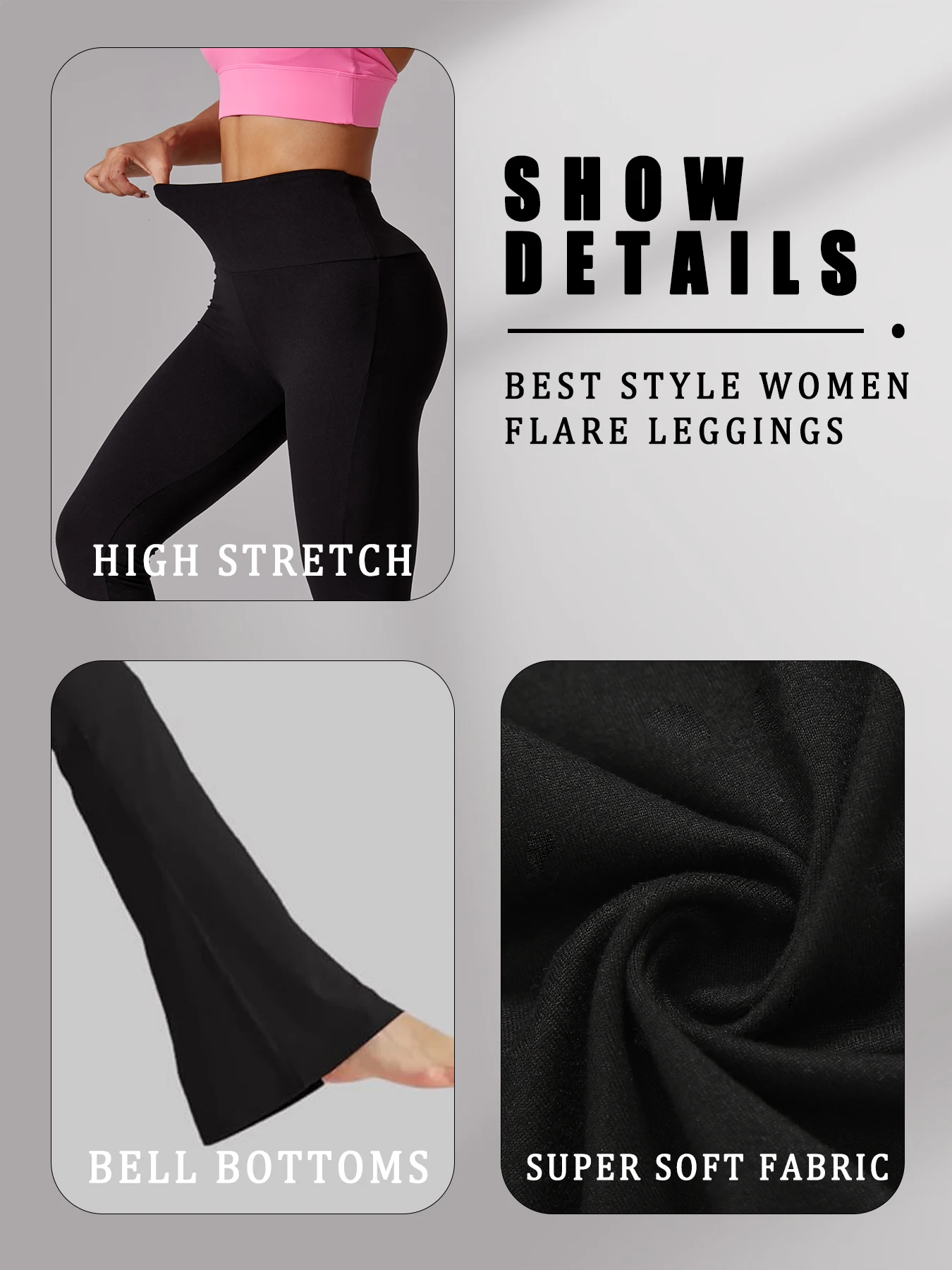 Plus Size Superzachte hoog getailleerde flare-broek voor dames, legging Buikcontrole Zachte bootleg Bell Bottoms Hardlopen
