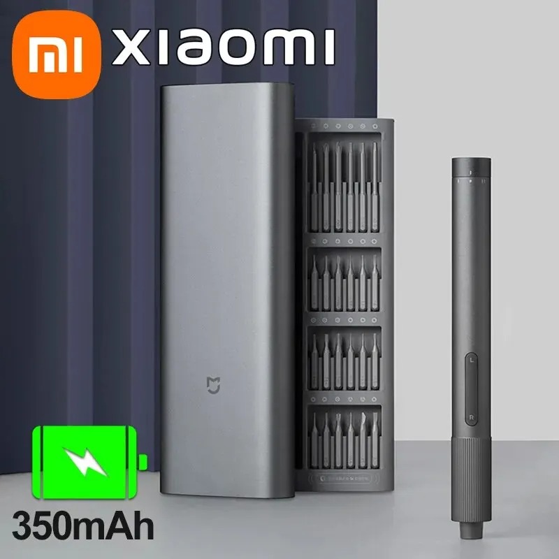 Xiaomi Mijia Elektro-Präzisions-Schraubendreher-Set, 2 Gänge, Drehmoment 400 Schrauben, 1 Typ-C, wiederaufladbare magnetische Aluminiumgehäuse-Box
