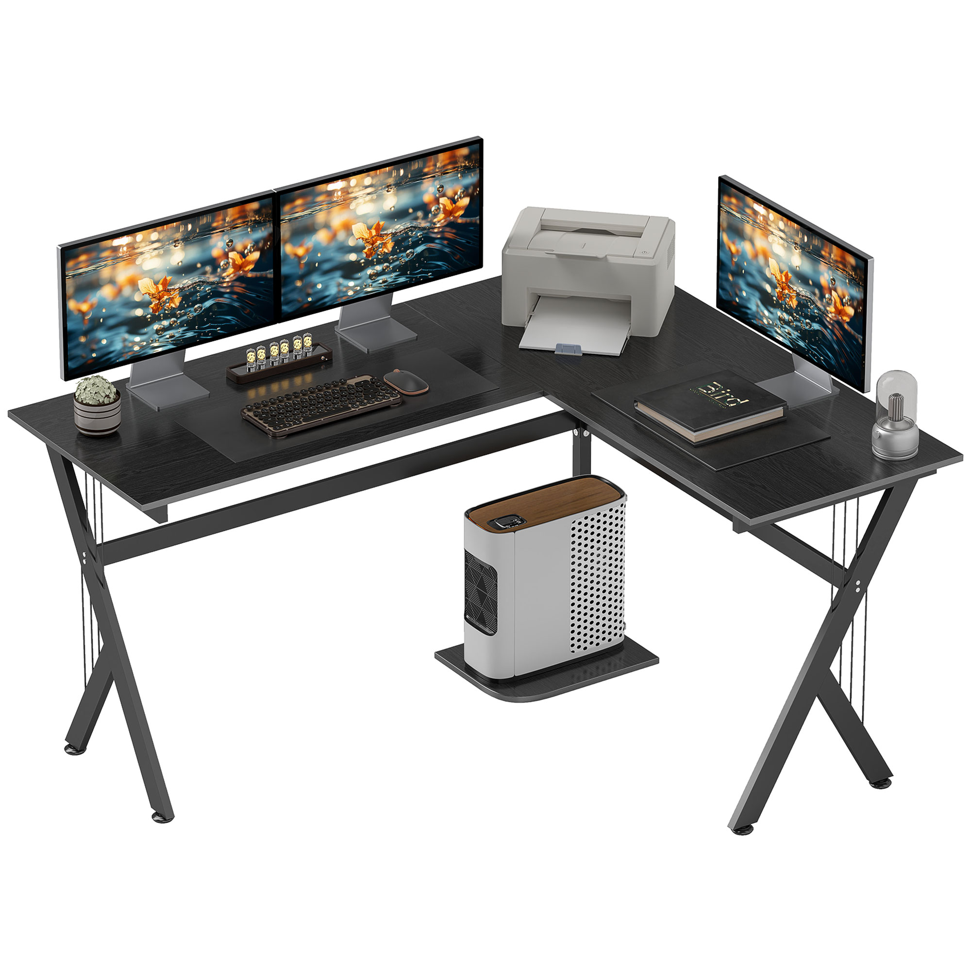 HOMCOM-Mesa De Computador De Canto, Escritório E Computador Escolar, Casa