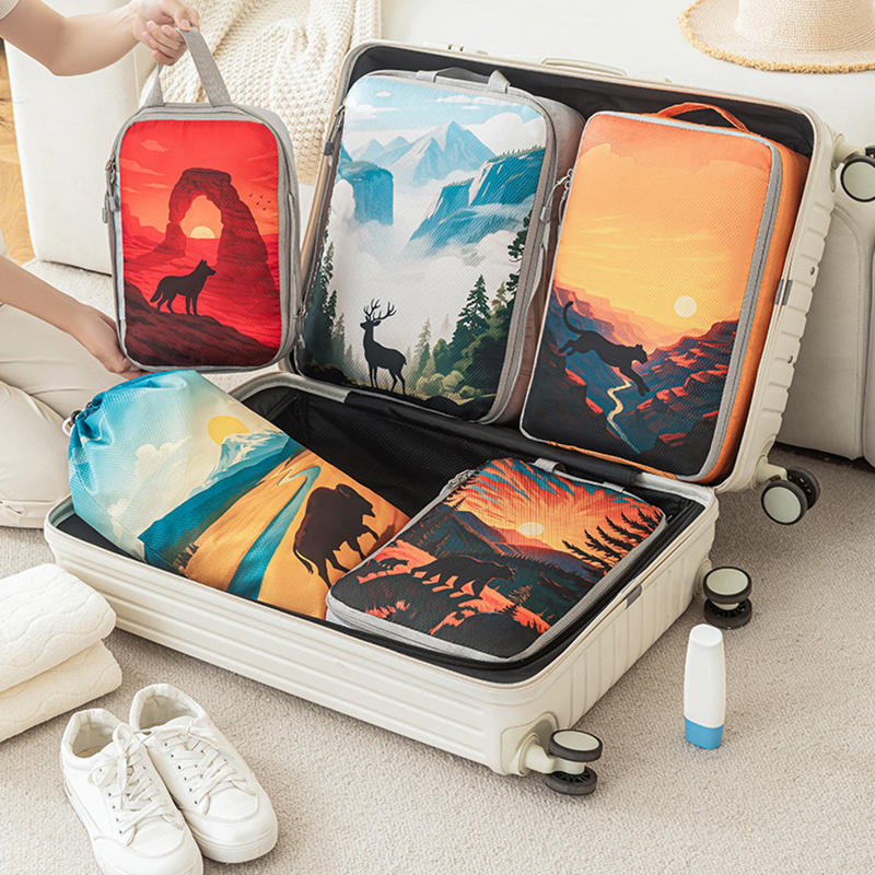 5 Teile/satz Reise Veranstalter Set Zipper Lagerung Tasche Große Kapazität Tasche Komprimierbare Unterwäsche Koffer Gepäck Verpackung Würfel