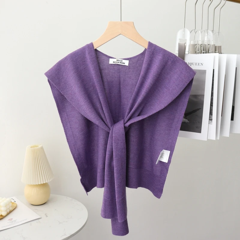 Bufanda coreana de verano para mujer, cuello falso, protector de cuello, tejido fino, capa anudada de otoño, chal protector solar