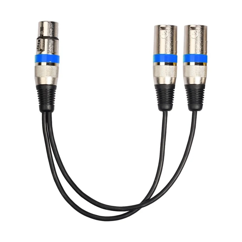 3pin xlr fêmea jack para duplo 2 macho plug y divisor 30cm adaptador cabo fio para amplificador alto-falante fone de ouvido misturador