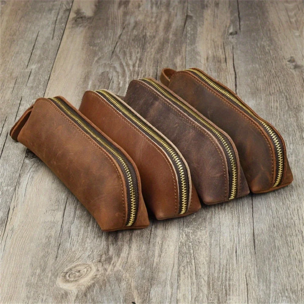 Astuccio per matite in pelle vintage Astuccio per penne semplice per cancelleria Astuccio per matite con cerniera Astuccio per occhiali Materiale scolastico