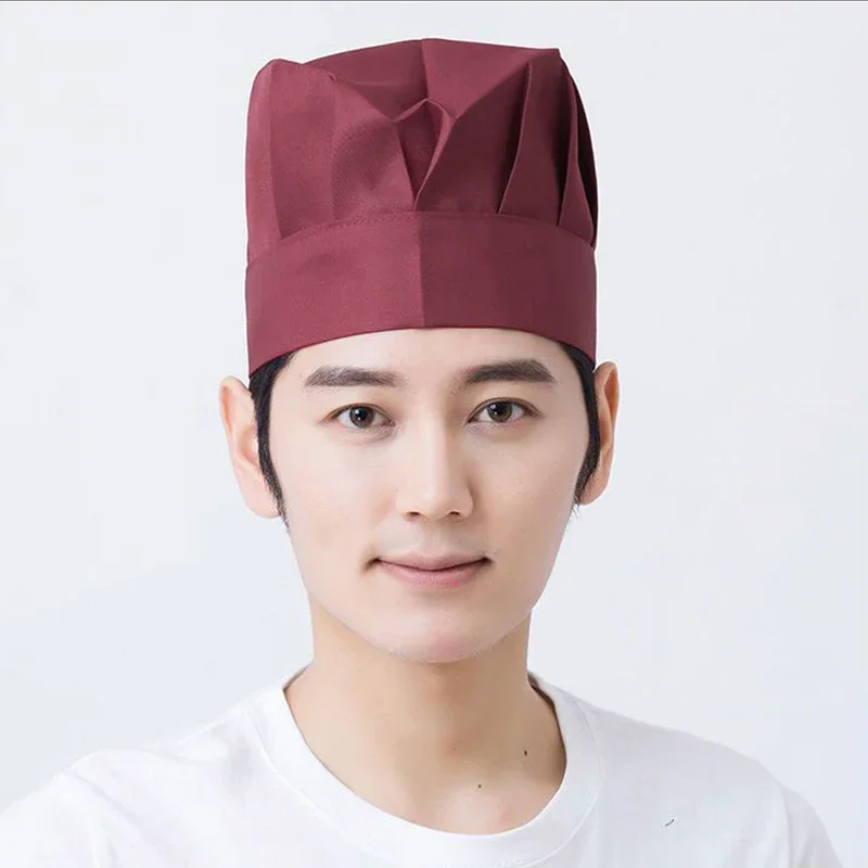 ผู้ชายห้องครัวหมวกยืดหยุ่นโรงแรมร้านอาหารห้องครัว Chef สูงหมวก Catering Serve เบเกอรี่ร้านเค้ก Breathable Cook หมวกขนาดกลาง