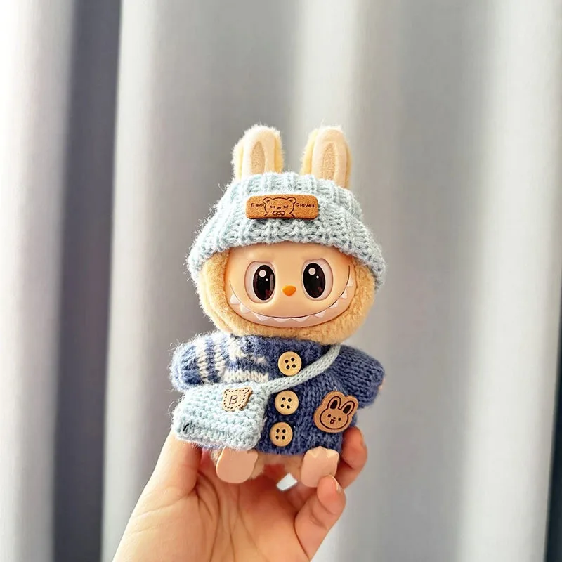 17 センチメートル Labubu 服ペンダント Labubu 座っているパーティークマラベルスカーフ帽子人形アクセサリー Labubu 衣装