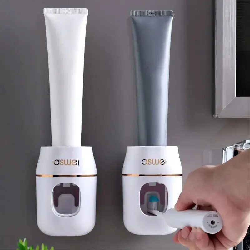 1PC Auto Toothpaste Dispenser + Storage Holder - One-Touch Refill & Tidy Organization for Smarter Bathroom