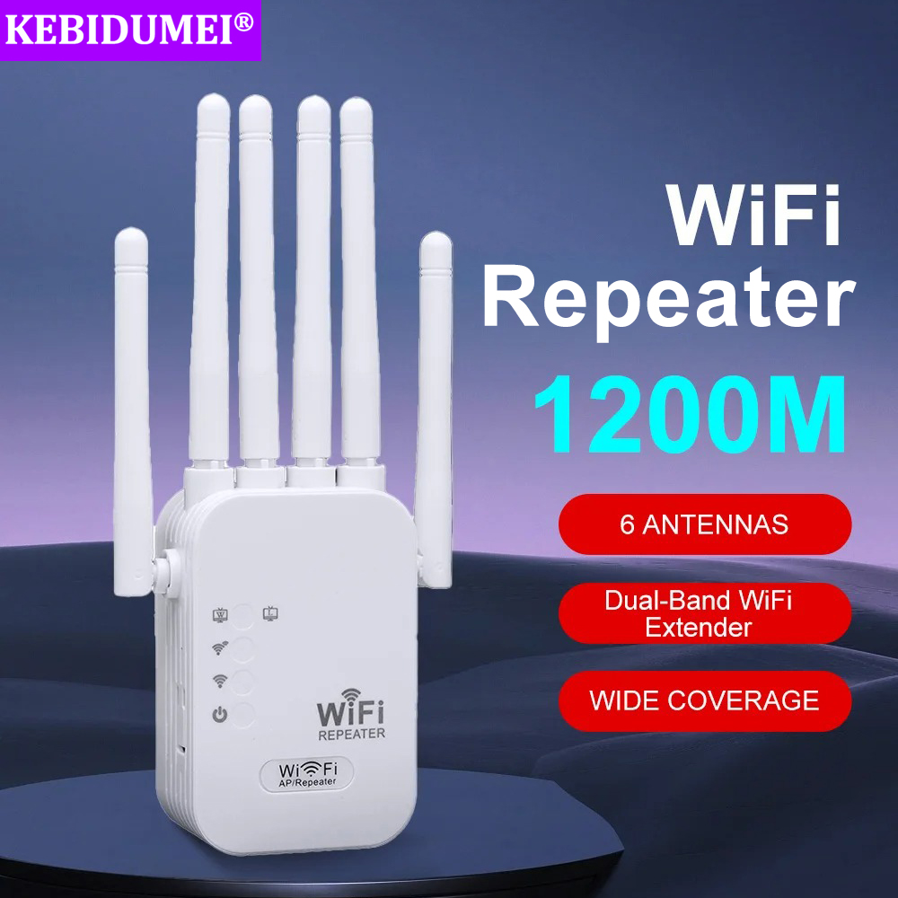 Repetidor inalámbrico de 1200Mbps, extensor de señal WiFi de doble banda 2,4G 5G, amplificador Wi-Fi, enrutador WiFi, enrutador amplificador de señal de largo alcance