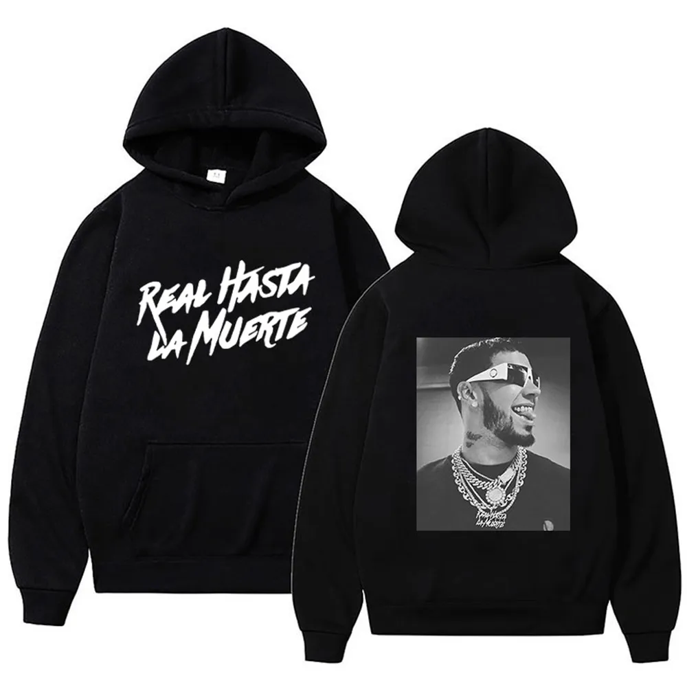 가을 양털 남성 후드 Anuel AA Real Hasta La Muerte 프린트 스웨트 streetwear 랩퍼 루스 풀오버 캐주얼 후드 탑
