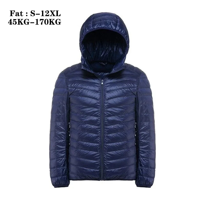 Quá Khổ 11XL 12XL Nam Xuân Áo Khoác Chất Lượng Áo Khoác Lông 90% Trắng Vịt Xuống Mũ Trùm Đầu Nam Nữ di Động Áo Khoác