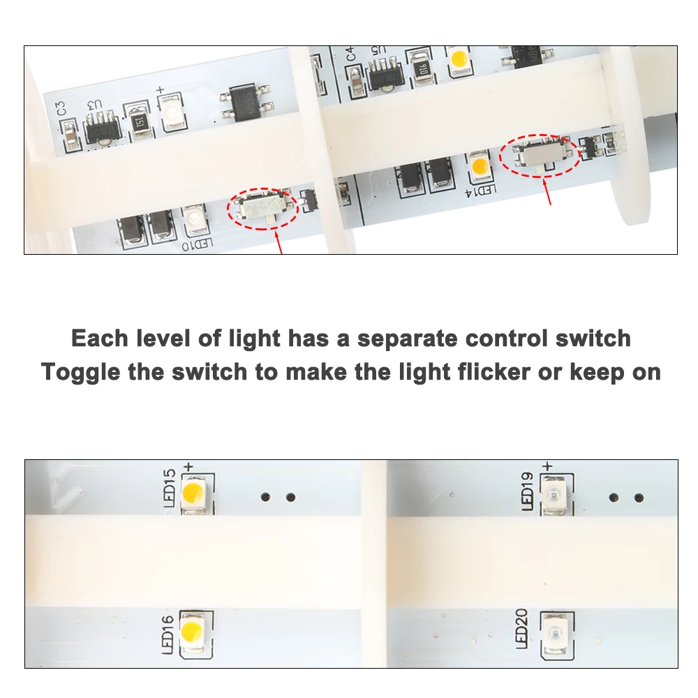 3ชั้นหมุนได้180 Stack Lightไฟเตือนสีแดงอุตสาหกรรมสำหรับเครื่องCNC DC 24V 12V AC220V 110Vคงที่กระพริบไฟLED
