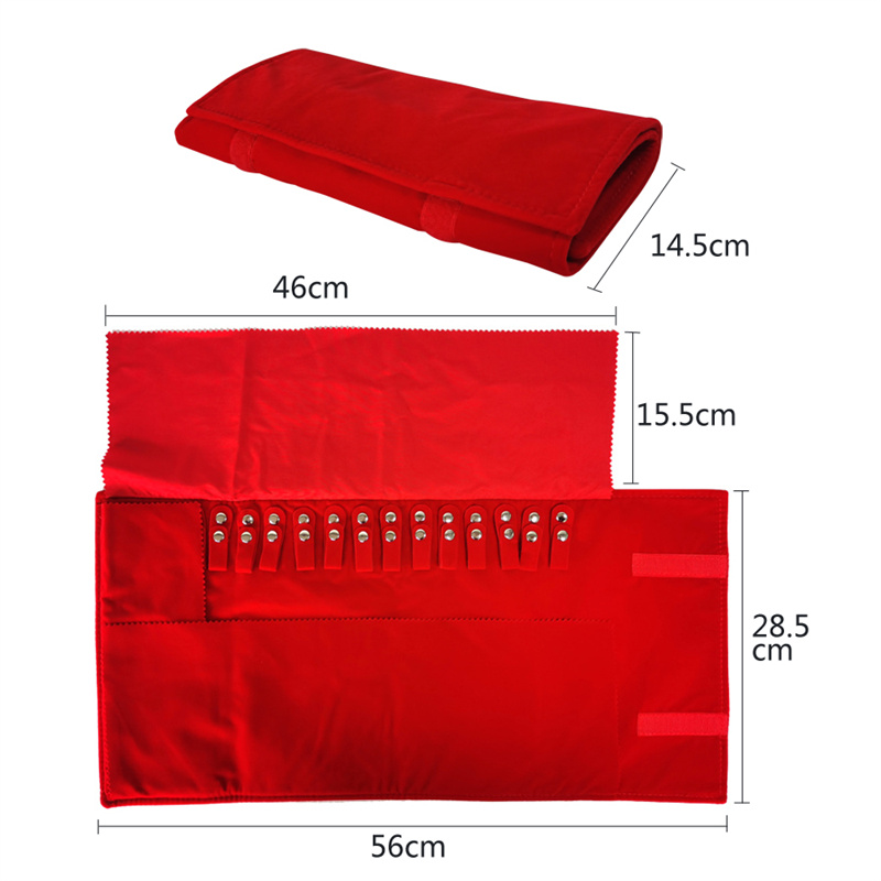 กํามะหยี่บรรยากาศเรียบง่าย Travel เครื่องประดับม้วนกระเป๋าสร้อยคอกระเป๋าพับเครื่องประดับกระเป๋าสีดําสีเทาหนัง