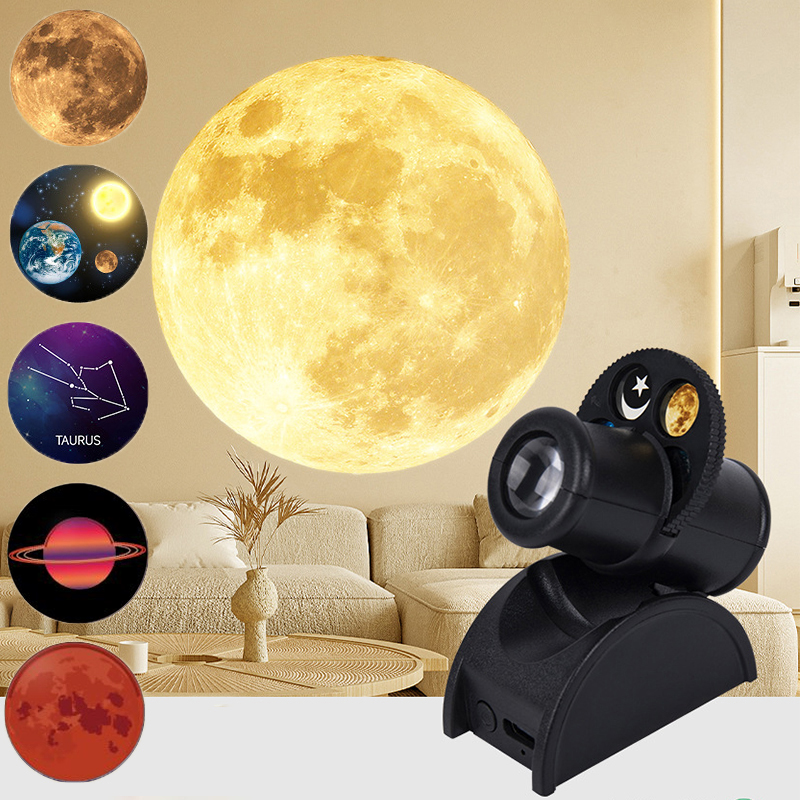USB Mond Projektion Lampe Planet Projektor Austauschbare LED Nachtlicht Erde Konstellation Hintergrund Atmosphäre Wand Lampen
