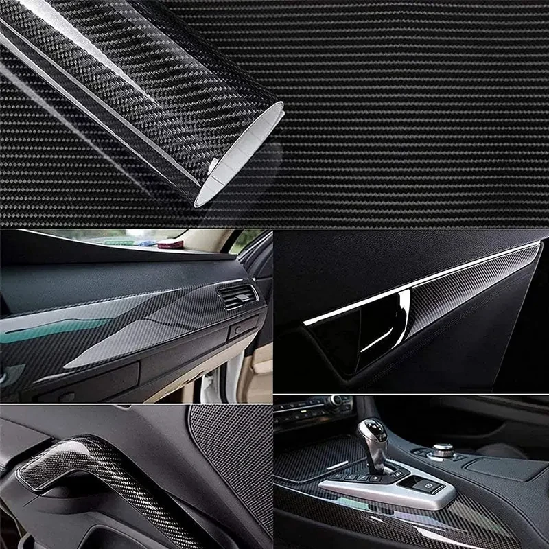 SEAMETAL 7D คาร์บอนไฟเบอร์ภายในรถสติกเกอร์ Self-Adhesive ตกแต่งสติกเกอร์ Trim ฟิล์มไวนิล Auto Anti-Scratch ป้องกันฟิล์ม