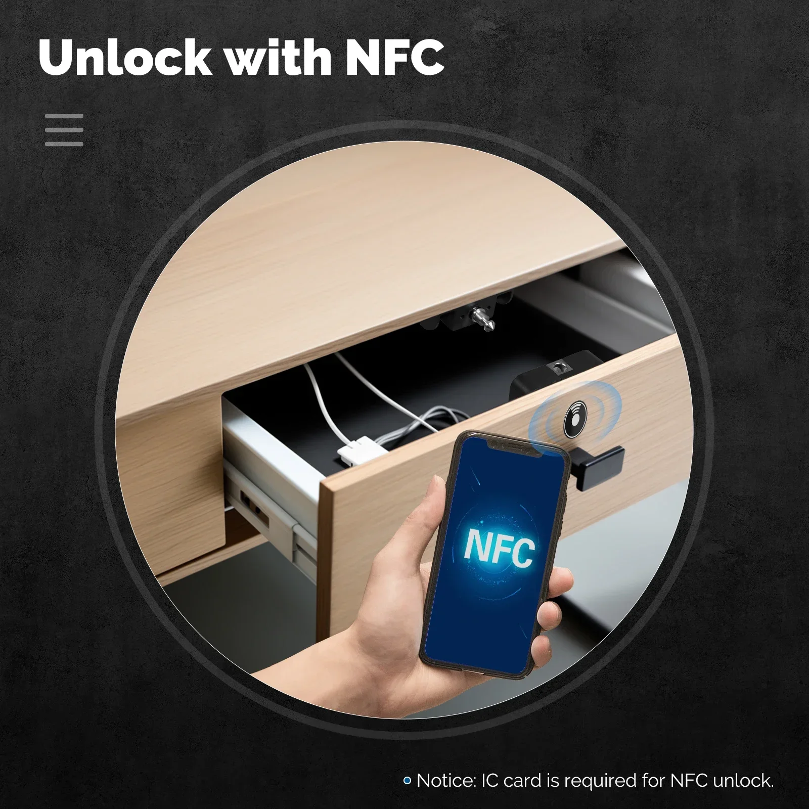 MOES Smart Lock Bluetooth Tuya-Compatible Keyless IC Card Unlock App Remote Control for Wood Cabinet Door Drawer Furniture