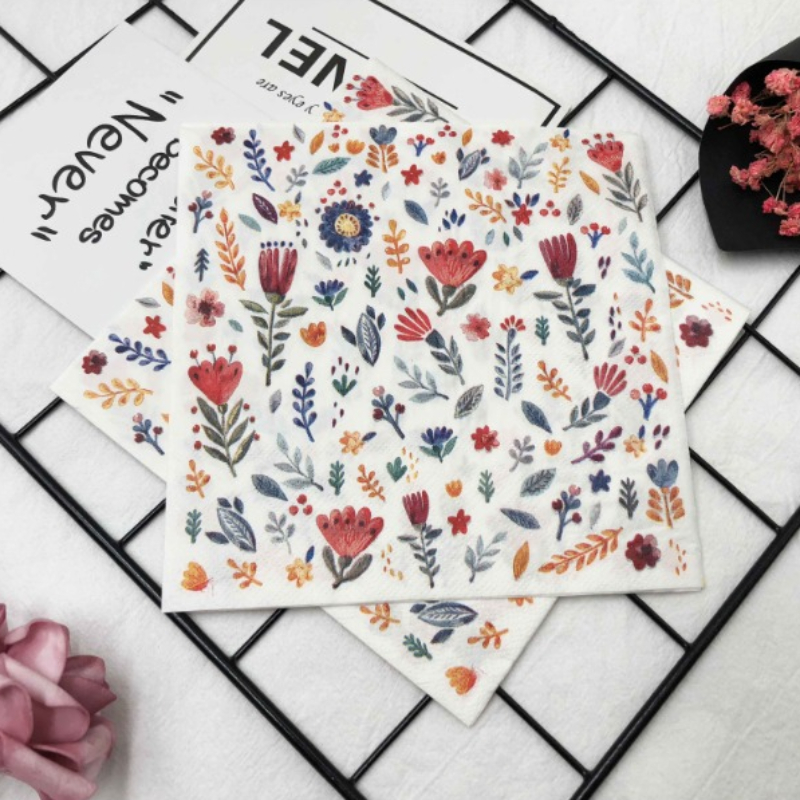 Красочные квадратные бумажные салфетки с принтом, салфетки для ресторана, цветочные салфетки для лица, для отеля, свадебного стола, целлюлозная бумага
