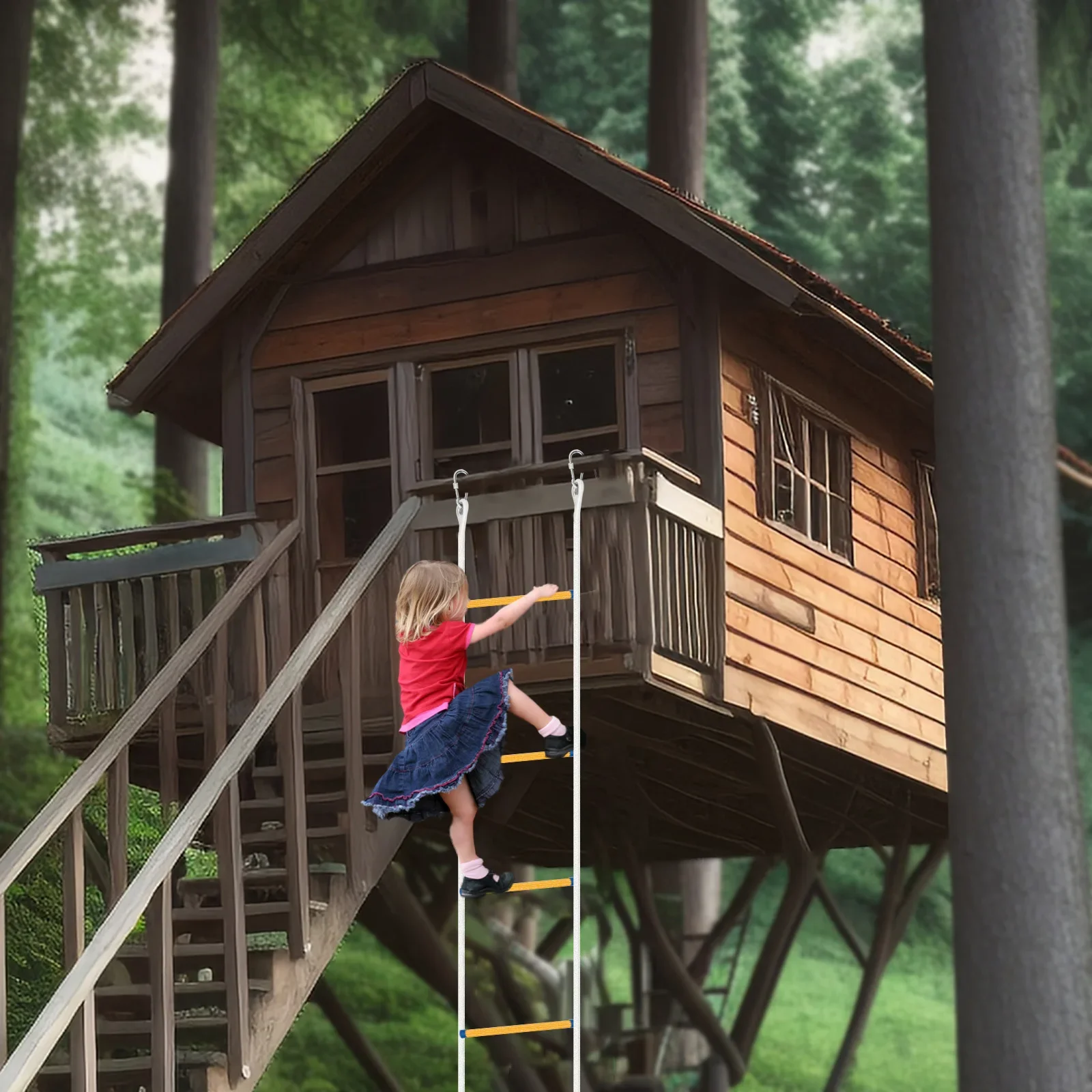 Seilleiter, ausziehbare Feuerleiter, 12 m Seilleiter, Rettungsleiter, Feuerleiter mit |   Sicherheitsverschluss, langlebig, feuerfest, tragbar